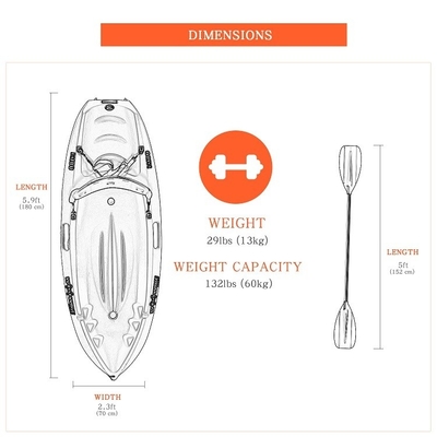 Asseyez-vous sur le top de la pêche Canoë Kayak avec 60kg / 132lbs capacité de charge et la technologie de pointe