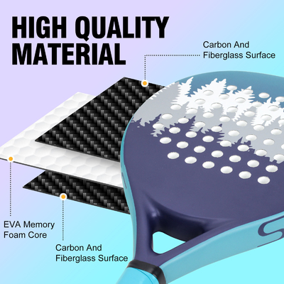 WOOWAVE Fibre de carbone professionnelle personnalisée EVA Memory Core Soft Racket de tennis de plage Padel bleu
