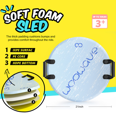 Luge à neige en mousse douce Woowave personnalisé scooter de neige extérieur 21 pouces pour les enfants