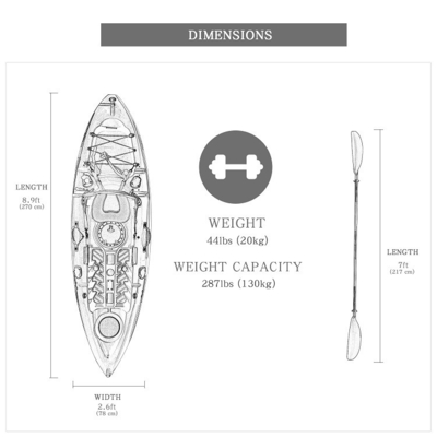 1 personne WOOWAVE Canoë Kayak Voile pour les pagayeurs Max 1 capacité de charge 130 kg/287 lbs