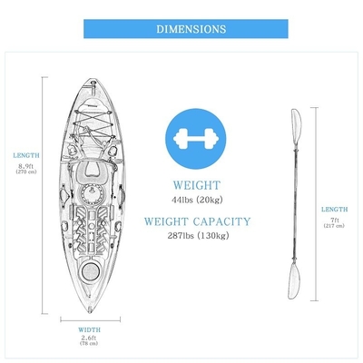 WOOWAVE 2.7M Kayak professionnel OEM / ODM Kayak pour une seule personne Kayak canoë avec détails du colis