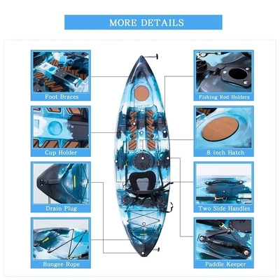 Unisexe Woowave Paddle de kayak en plastique à un seul siège pour la pêche et le canoë