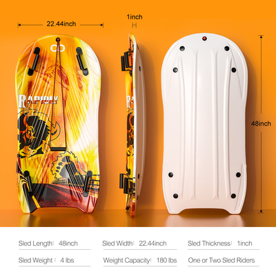 Adulte 122cm Woowove personnalisé en mousse de planche à neige HDPE plastique traîneau à neige avec 2 poignées tirer la corde
