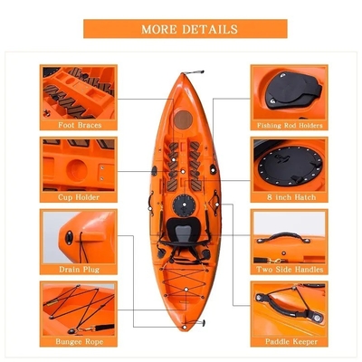 270*78*40cm HDPE plastique transparent Canoë/Kayak pour les sports nautiques et la pêche en mer
