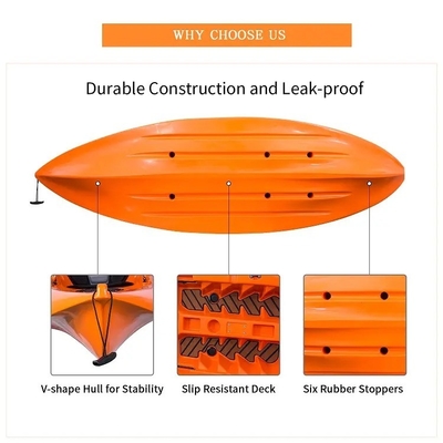 270*78*40cm HDPE plastique transparent Canoë/Kayak pour les sports nautiques et la pêche en mer