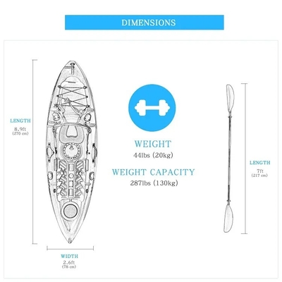 Kayak en plastique LLDPE unique Canoë de pêche Paddle Ocean Kayak pour une performance inégalée