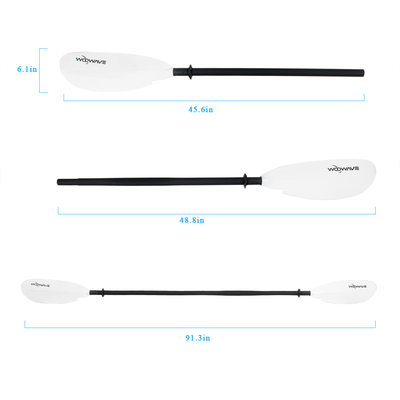 OEM Woowave Aluminium 2 pièces Paddle en fibre de verre Paddles de kayak pour la pêche Paddle de canoë