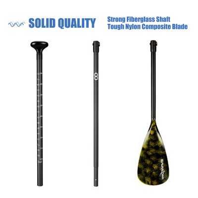 Noir/jaune 3 pièces de fibre de carbone SUP Paddle Woowave réglable pour bateau