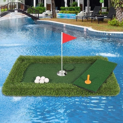 Jeux de golf en piscine Golf flottant Vert pour piscine Accessoires verts 1*Coupe trou en acier inoxydable