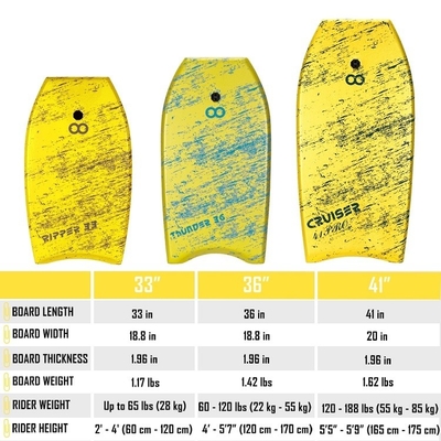 Planche de surf douce pour le divertissement aquatique Hauteur 2'-4' 60cm-120cm Aventure jaune