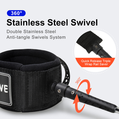 Corde à jambe en TPU pour le surf et le paddleboarding 6'7'8'9'10'11'12' de longueur