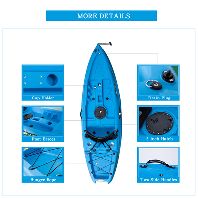 220*66*25cm 1 personne Kayak Famille Pêche Kayak en plastique avec siège de kayak NON gonflable