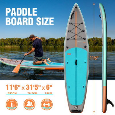 11'6&quot; x 31'5&quot; x 6&quot; planche gonflable debout à pagaie pour les lacs rivières Ultra conception stable