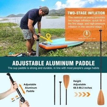 Couleur personnalisée de la laisse de surf Woowave ISUP Bodyboard 10'2 'pour les lacs rivières et le design
