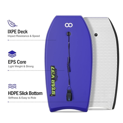 Bodyboard personnalisé léger pour le surf 33 pouces de longueur jusqu'à 65 lbs Poids du pilote