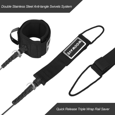 TPU 10ft Surfboard Surf Leash avec le logo en caoutchouc / logo en soie 0,16-0,4 kg