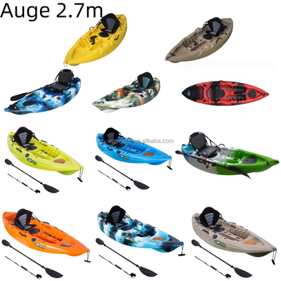 Kayak de pêche en plastique HDPE gris de 2,7 m pour le tourisme et l'aviron à moins de 90 caractères