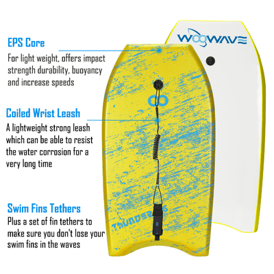 36 &quot;XPE Bodyboards pour enfants largeur de planche 18,8 pouces Confortable et facile à transporter