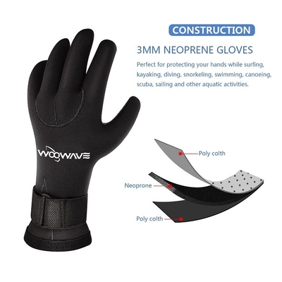 Neoprène personnalisé imperméable à l'eau 3 mm cinq doigts Sports nautiques Plongée en apnée Canoë Gants