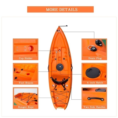 Matériau LLDPE/HDPE 2,2m Orange Kayak Canoë pour les sports nautiques et le plaisir en famille