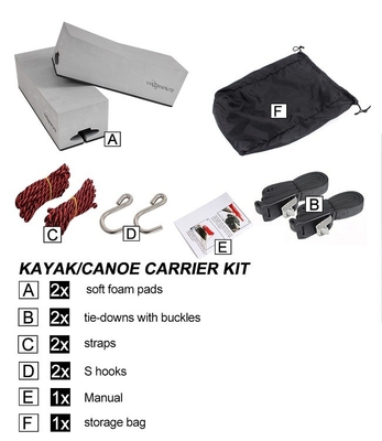 50 kgs Capacité de chargement Kit de toit de toit de toit de voiture pour kayak/canoe Étiquette tissée ou étiquette en PVC