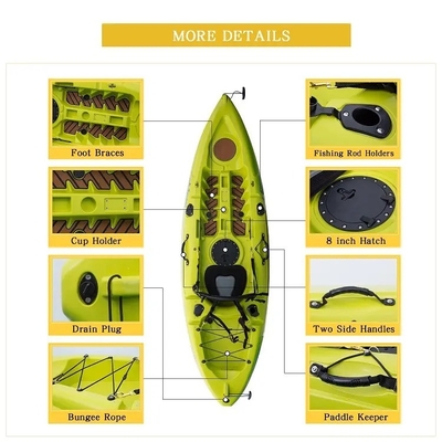 Pas de chute gonflable, point de base, pédale de rivière, kayak pour 2 adultes, assis et pêchant confortablement.