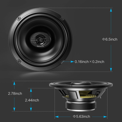 Ensemble de 2 haut-parleurs coaxiaux de voiture pleine gamme avec un subwoofer de 6,5 pouces et un tweeter de 1500 Hz