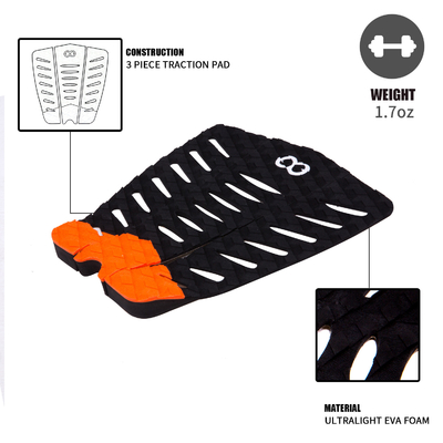 Taille personnalisée du coussin de traction Woowave Surf Pad Grip avec plusieurs choix de motifs