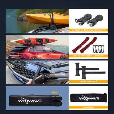 Sac portable avec logo tissé, support de toit en kayak pour toutes les voitures