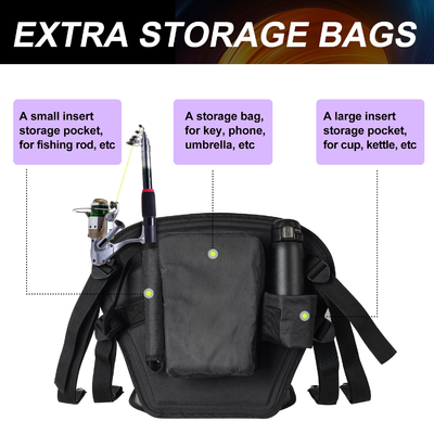 Petit sac inclus style noir plus épais siège de kayak pour bateau de pêche 20,2*18,6x2,9 pouces