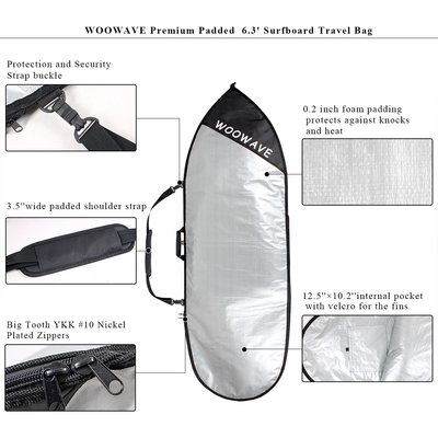 Sac de voyage épaissit sur un côté pour le longboard SUP Wakesurf Bodyboard