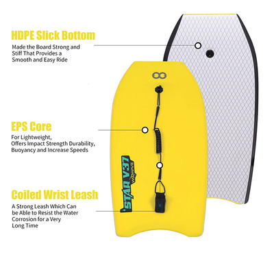 WOOWAVE 33&quot; 37&quot; 42&quot; Bodyboard PROFESSIONAL niveau de pratique EPS Design Leash inclus