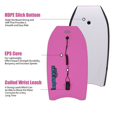 Bodyboard professionnel de 37 pouces avec équipement et accessoires de surf personnalisés