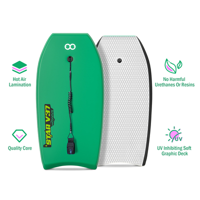 Bodyboard personnalisé bleu/jaune/vert 37' de planche en mousse planche de surf nage pour le plaisir dans l'eau