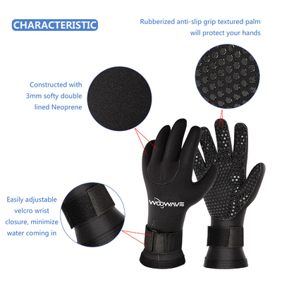 Gants de surf thermique à cinq doigts en néoprène antidérapant de 3 mm pour la plongée et la pêche à la lance