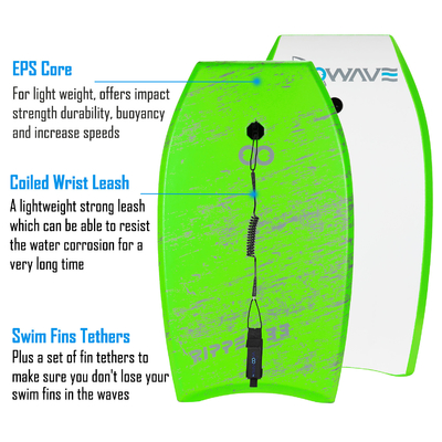 Unisexe 36' Bodyboard XPE planche de ski gonflable avec laisse
