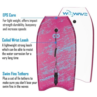 Bodyboard en mousse de 36 pouces avec laisse et nageoires débutant niveau 1.42lbs professionnel WOOWAVE