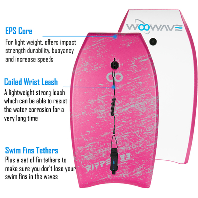 EPS Core XPE Deck and Leash Bodyboard largeur de 18,8 pouces pour des performances optimales