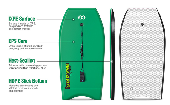 20.9 pouces largeur de la planche Woowave EVA planche de surf planche de surf avec la laisse de planche de surf vert