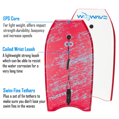 Bodyboard de surf de 36 pouces avec laisse et nageoires de nageoires en EPS PP PE mousse HDPE