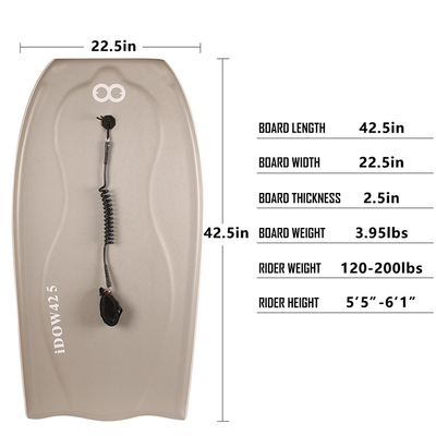 Bodyboard de surf pour la plage 42,5 pouces Longueur 120-200lbs Poids du pilote